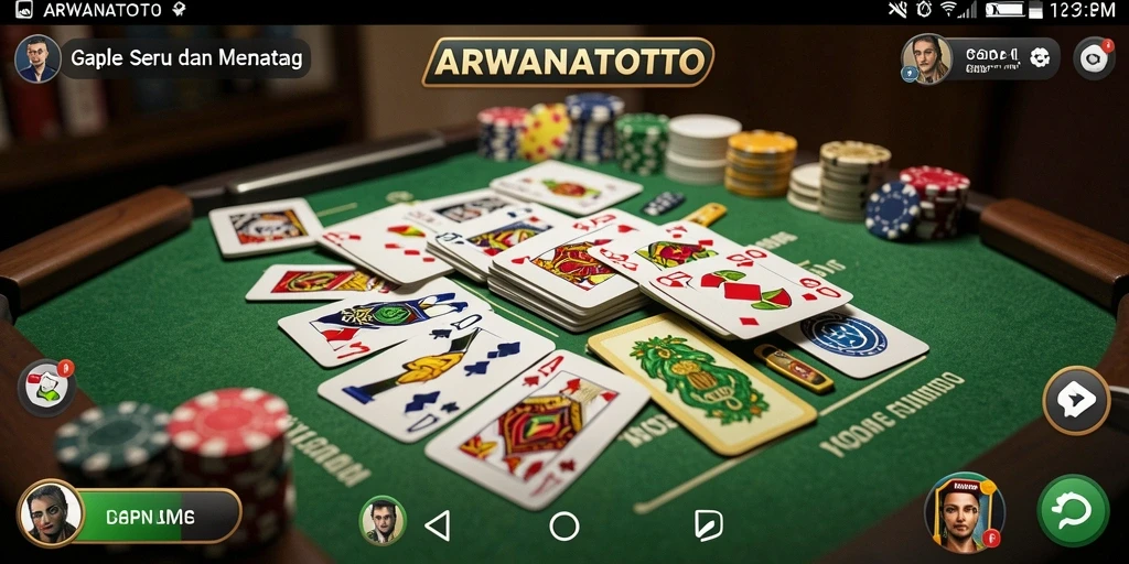 Tampilan utama gameplay Gaple ARWANATOTO yang seru dan menantang.