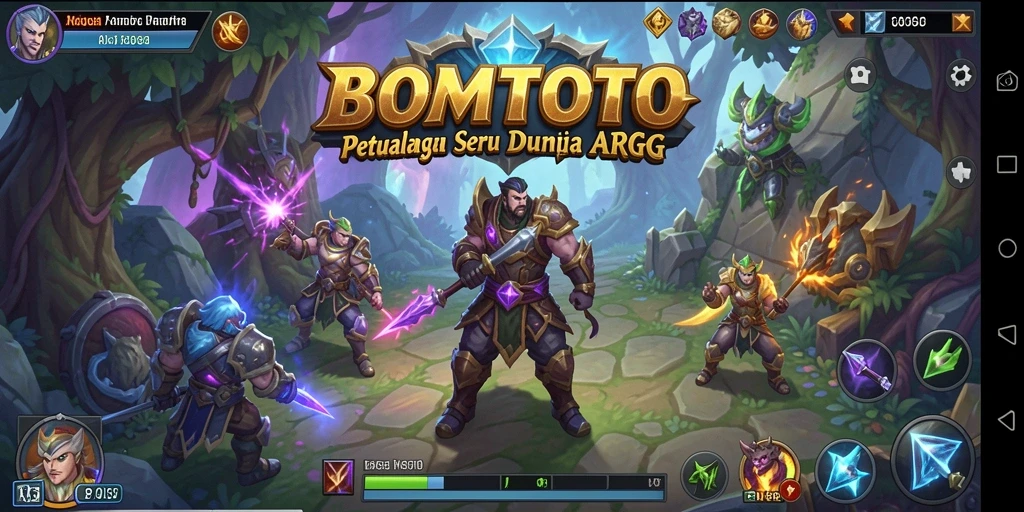 Tampilan gameplay BOMTOTO yang epik dan penuh aksi dalam gaya ARPG.