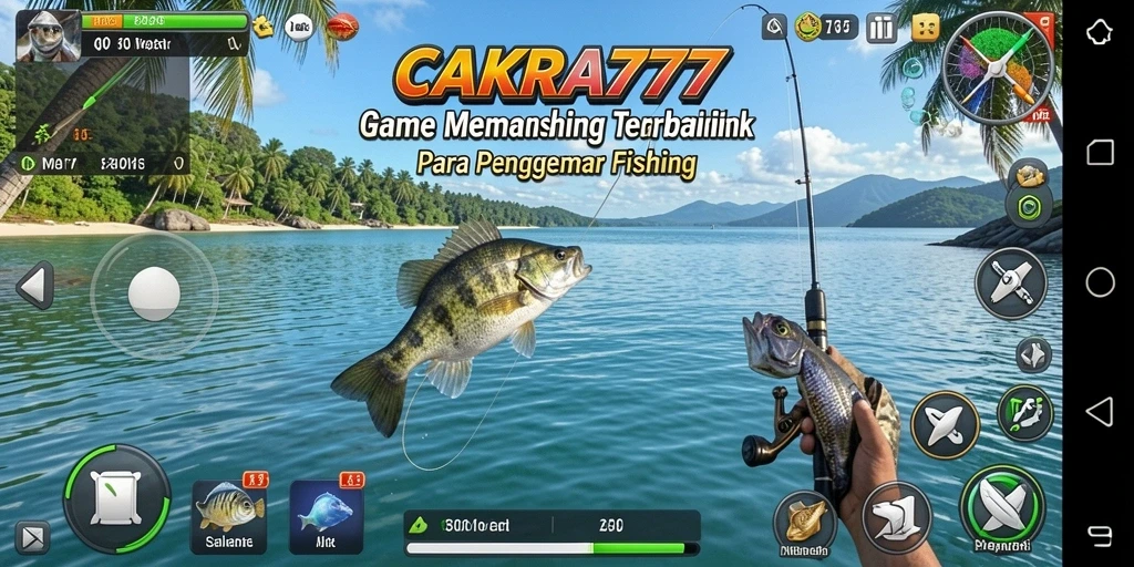 Tampilan gameplay <strong>CAKRA777</strong> menampilkan aksi memancing yang seru dan menantang.