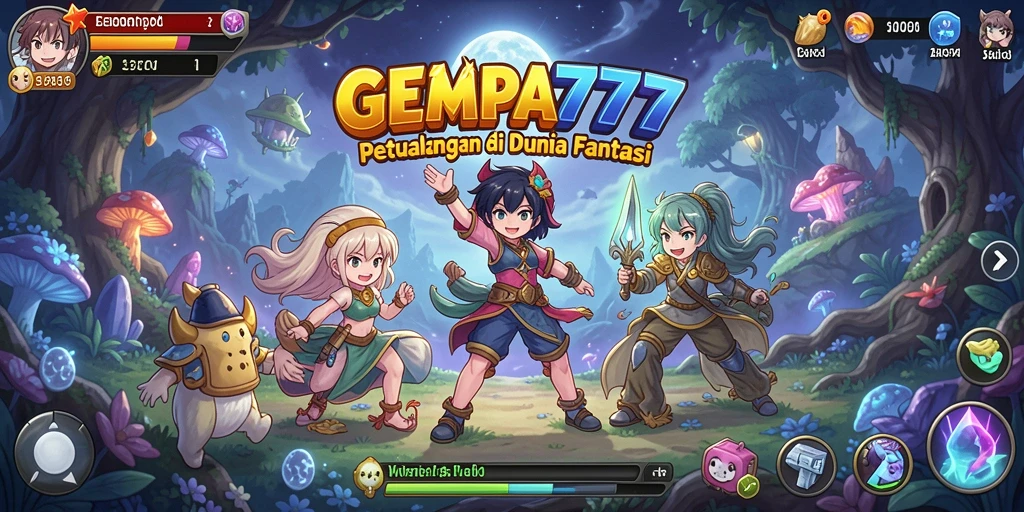 Tampilan gameplay menampilkan karakter Anime beraksi di dunia yang penuh warna.