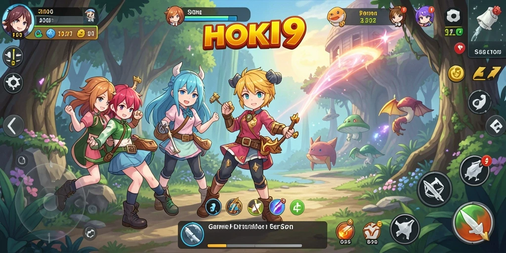 Screenshot HOKI9 menampilkan karakter anime dalam pertarungan seru.