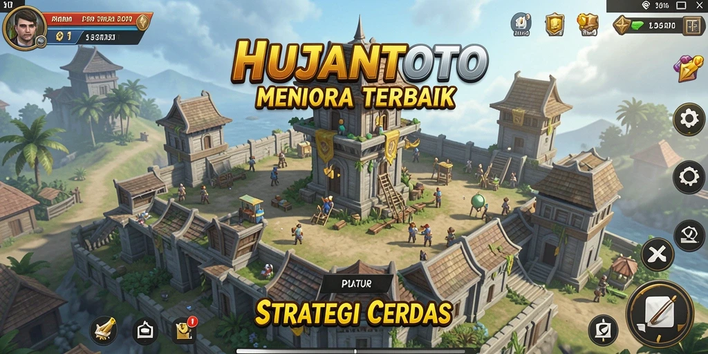 Screenshot gameplay HUJANTOTO menampilkan serangan menara yang mendebarkan.