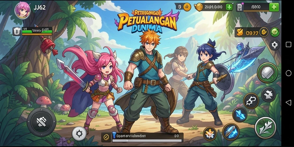 Screenshot gameplay JJ62 menampilkan momen seru dalam pertarungan Anime.