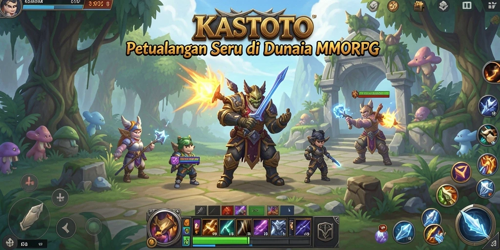Tangkapan layar KASTOTO menunjukkan pertarungan epik di dunia MMORPG yang menakjubkan.