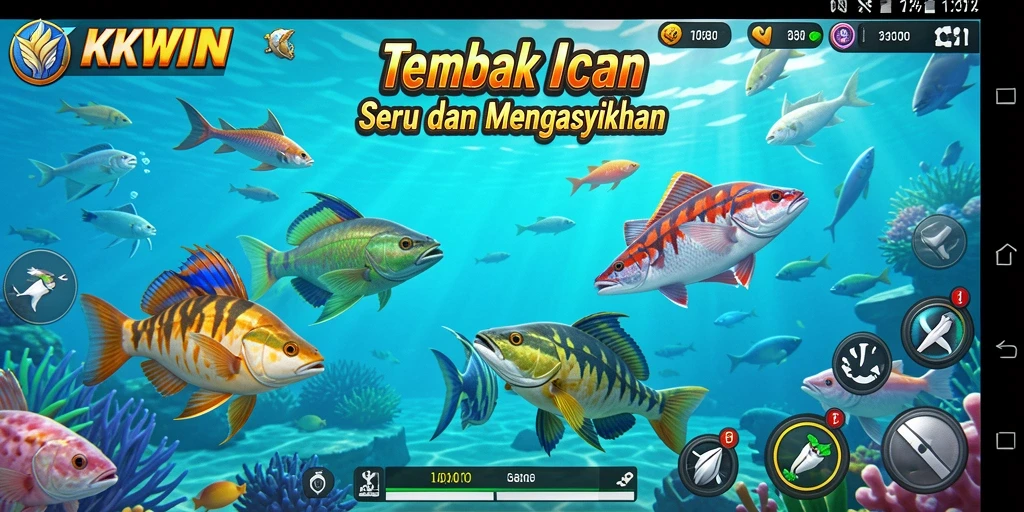 Screenshot gameplay KKWIN menampilkan serunya menembak ikan.