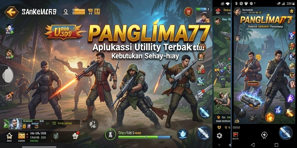 Tampilan utama aplikasi PANGLIMA77 dengan fitur utility yang menarik dan mudah digunakan.
