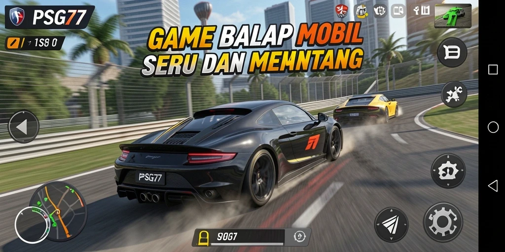 Tampilan gameplay PSG77 yang menegangkan saat balapan.