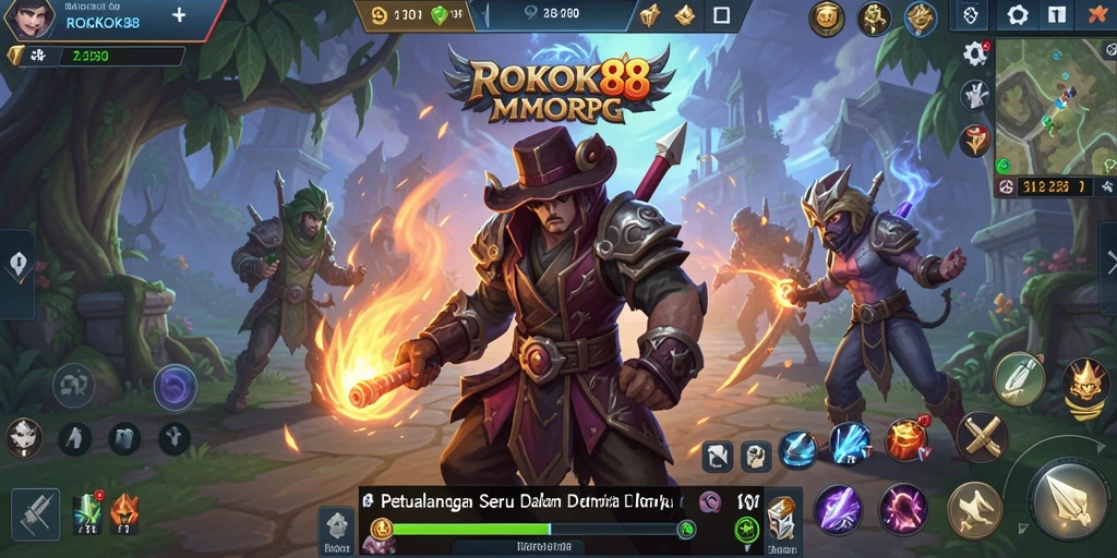 Tampilan gameplay <strong>ROKOK88</strong> dengan aktivitas petualangan menarik.