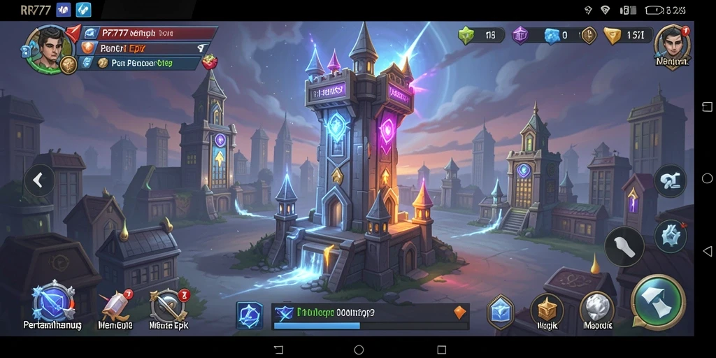 Tampilan gameplay menara pertahanan yang menegangkan di RR777.