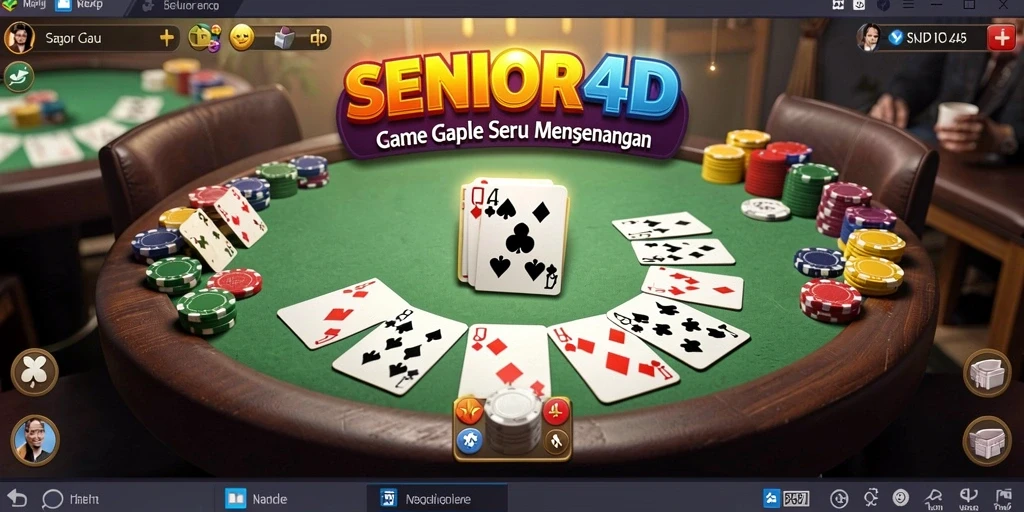 Screenshot gameplay SENIOR4D memperlihatkan momen seru permainan Gaple.